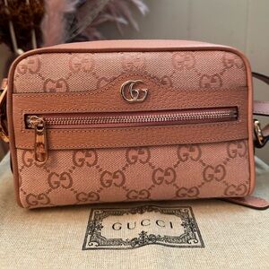 Gucci Ophidia Mini Bag Pink GG Canvas and Leather